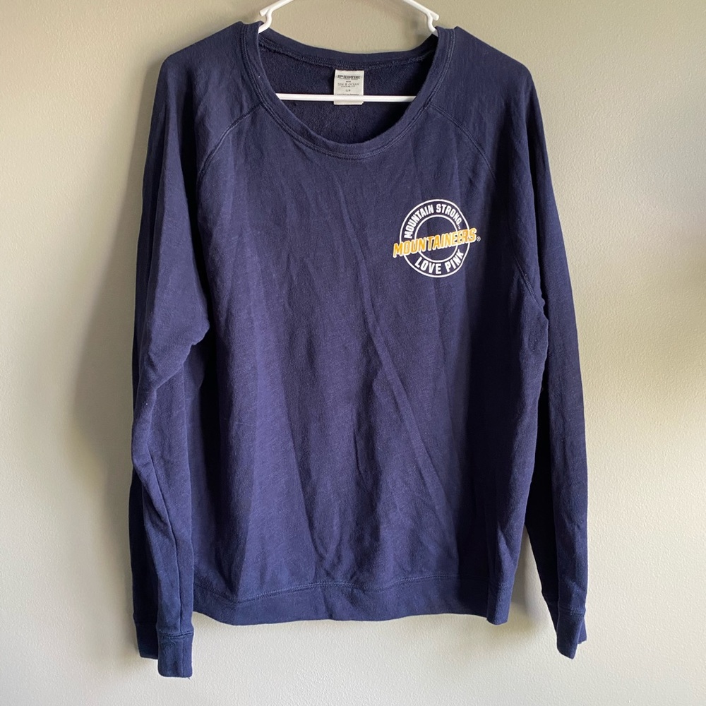 VS Pink WVU Sequin Crewneck Sweatshirt